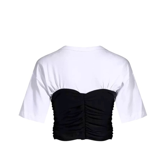 𝅺black / White Corset Crop Top - Picture 4 of 4